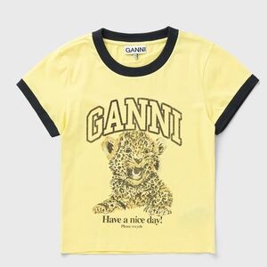 Ganni basic jersey baby tiger relaxed T-shirt in mellow yellow baby tee